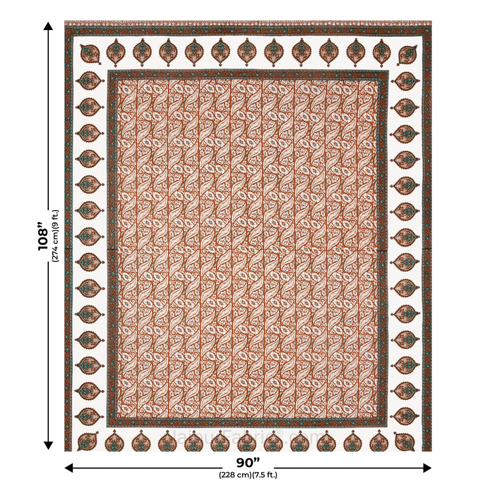 Rustic Rhythms Peach Block Print Pure Cotton Double Bedsheet