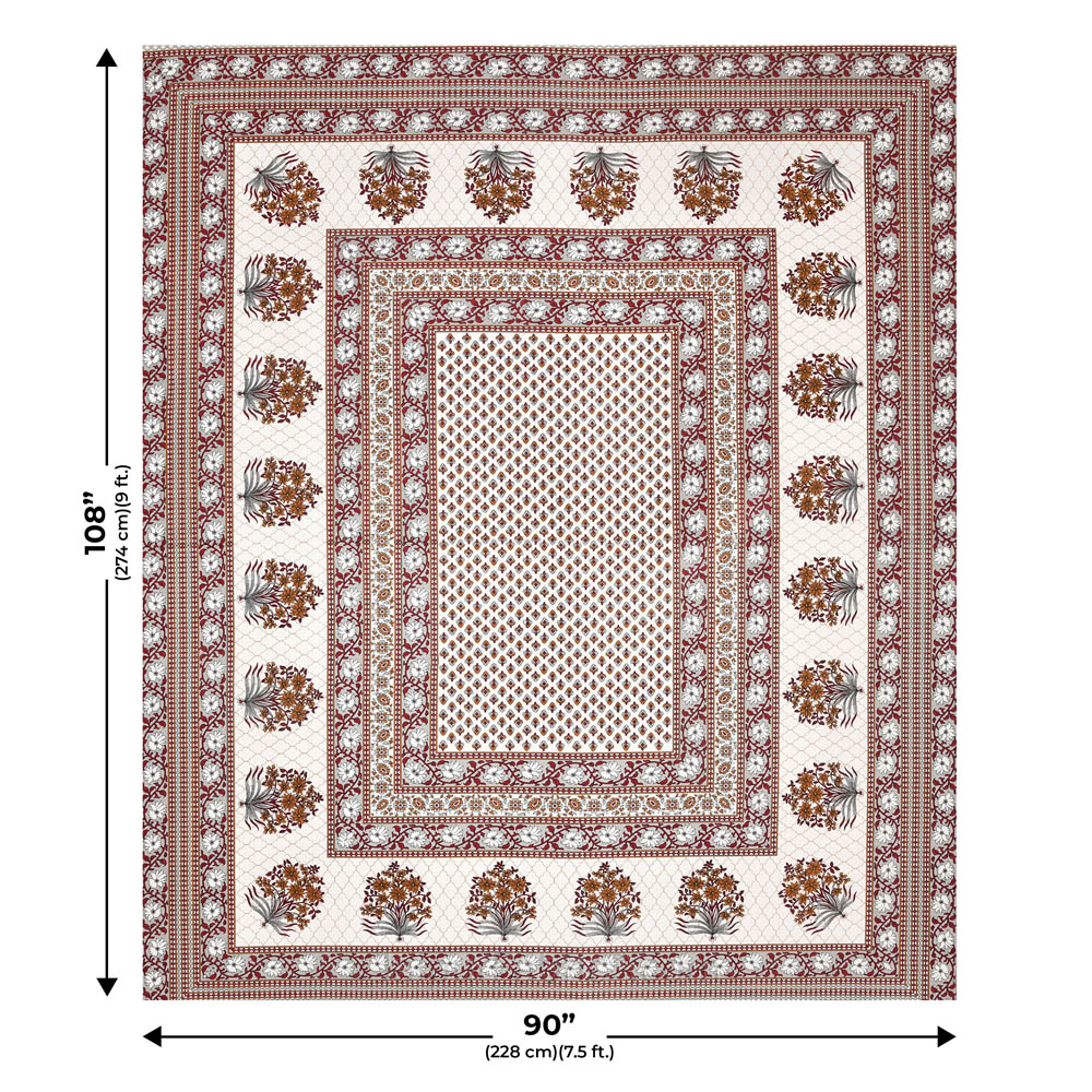 Heritage Hues Pinkish Block Print Pure Cotton Double Bedsheet