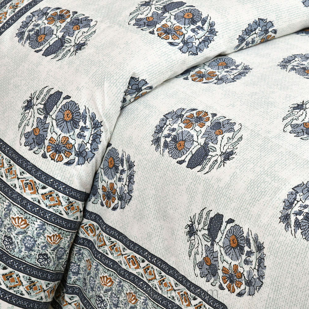 Blue Gamla Jaipur Fabric Double Bed Sheet