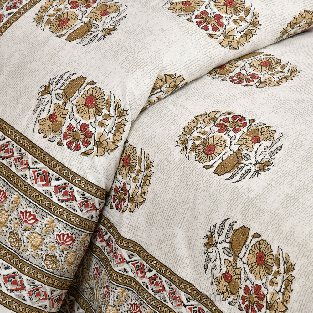 Mustard Gamla Jaipur Fabric Double Bed Sheet