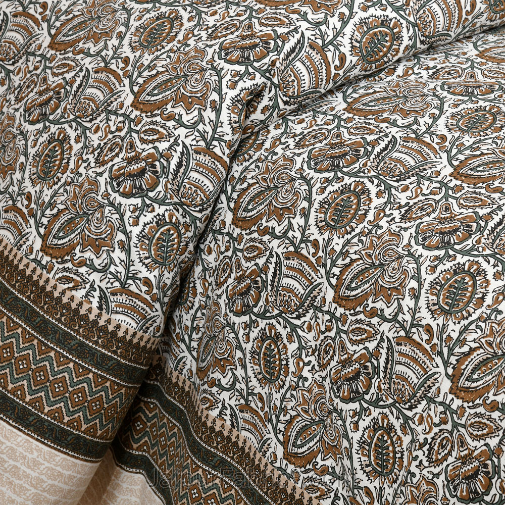 Musk Florets Jaipur Fabric Double Bed Sheet