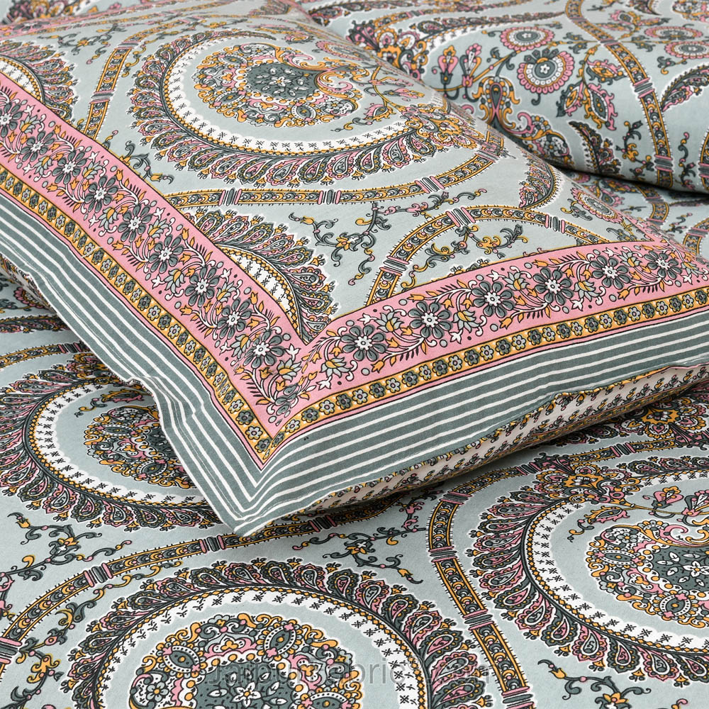 Grey Charm Jaipur Fabric Double Bed Sheet