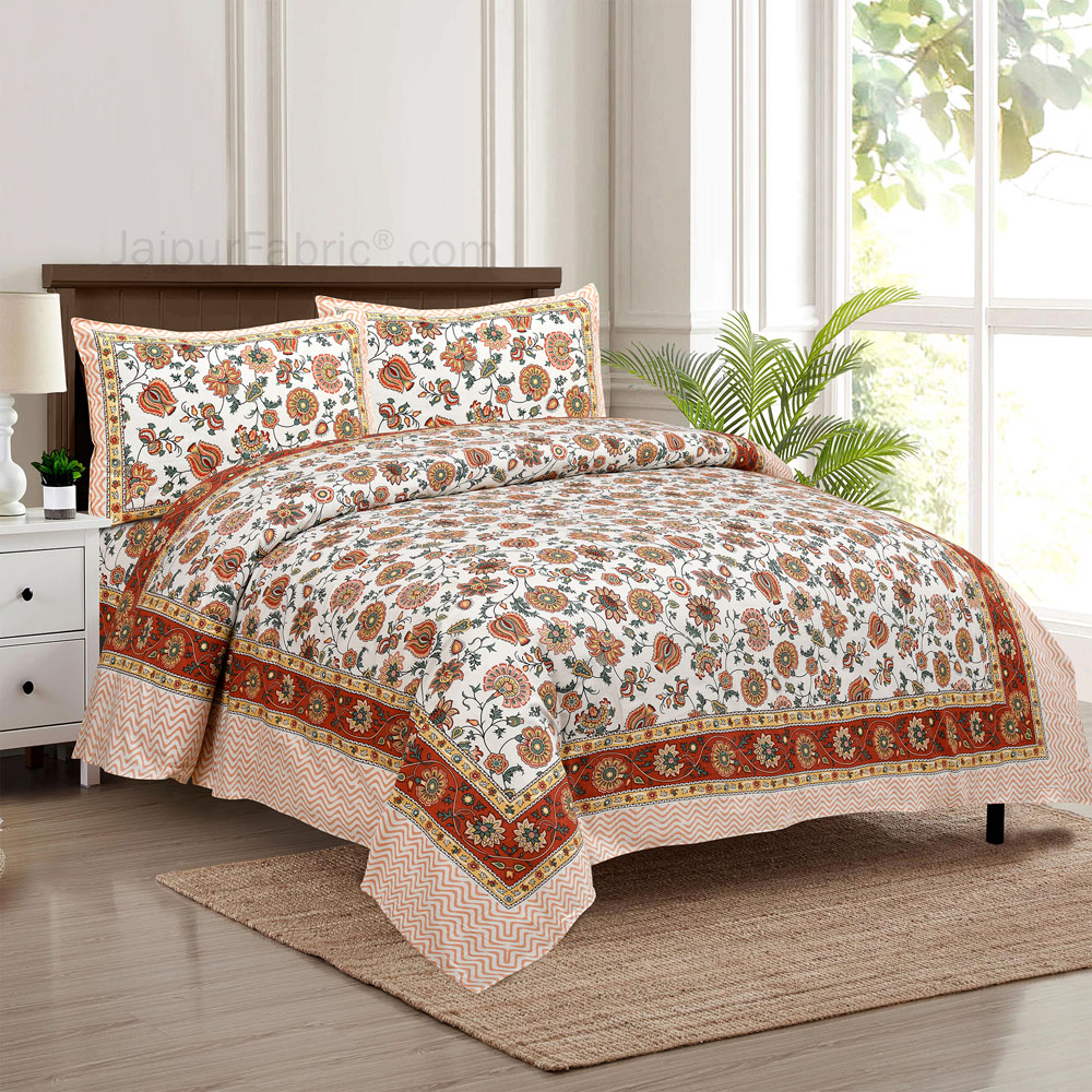 Honey Creeper Jaipur Fabric Double Bed Sheet