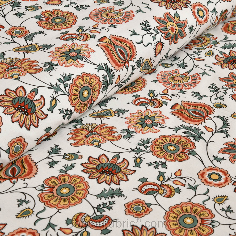 Honey Creeper Jaipur Fabric Double Bed Sheet