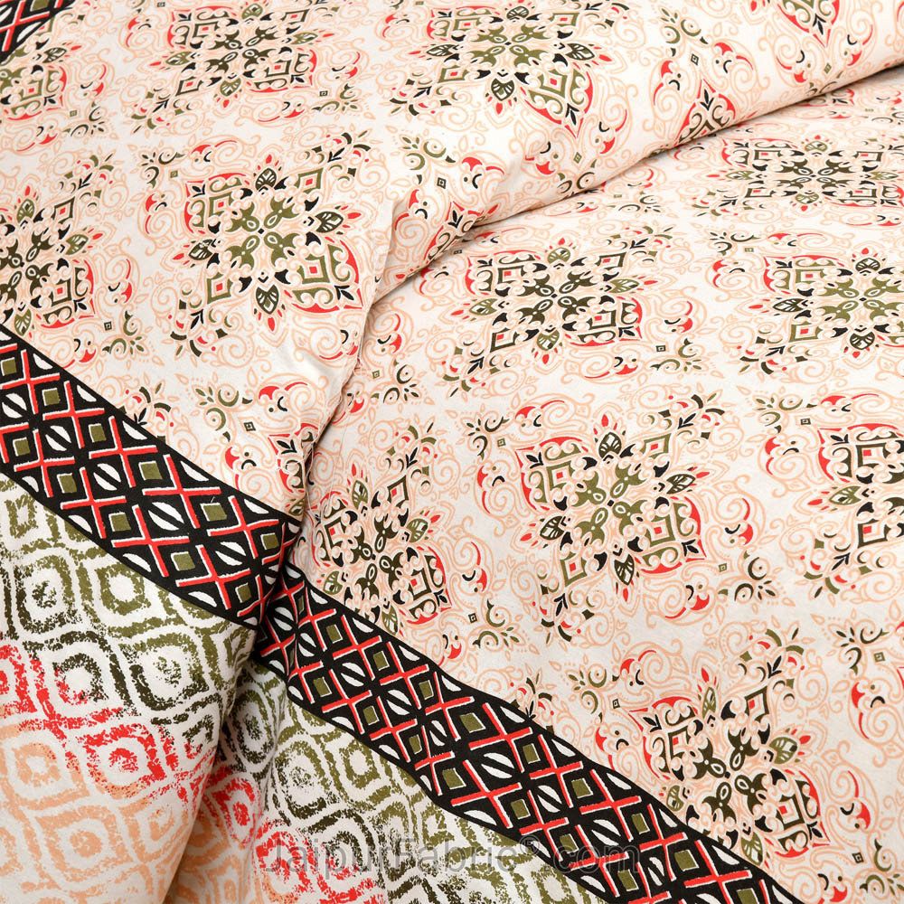 Modern Tradition Peach Jaipur Fabric Double Bed Sheet