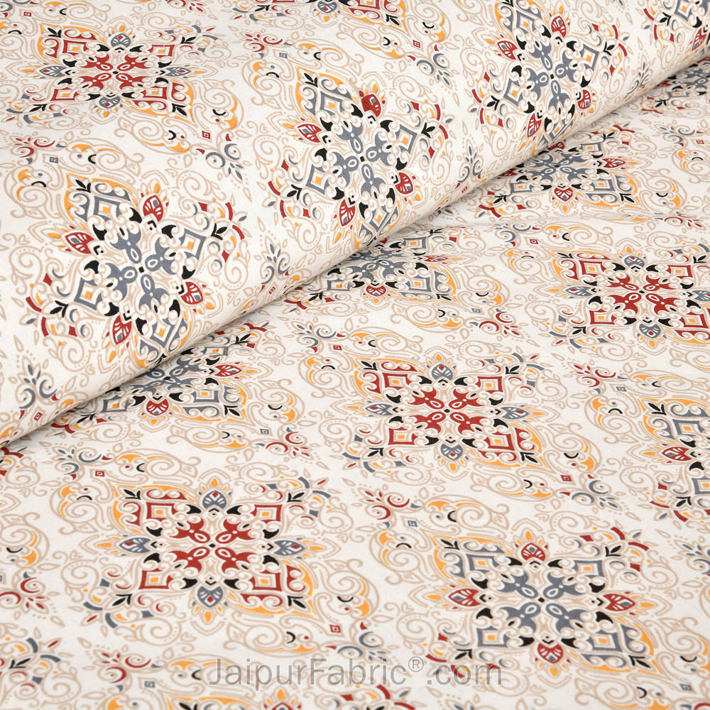 Modern Tradition Cream Jaipur Fabric Double Bed Sheet