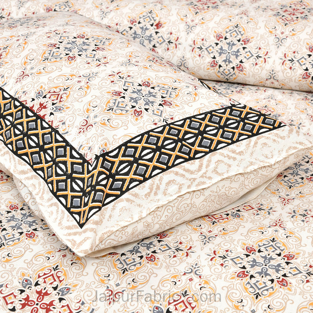 Modern Tradition Cream Jaipur Fabric Double Bed Sheet