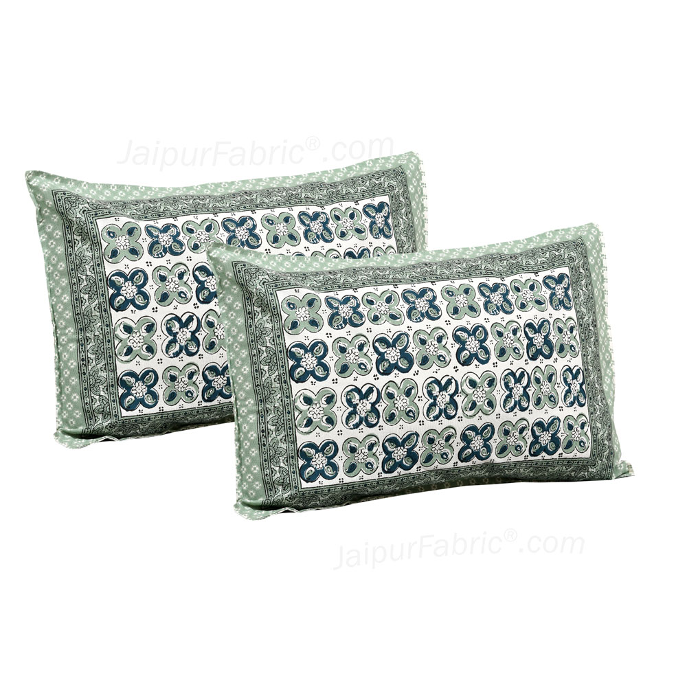 Mini Blocks Green Jaipur Fabric Double Bed Sheet