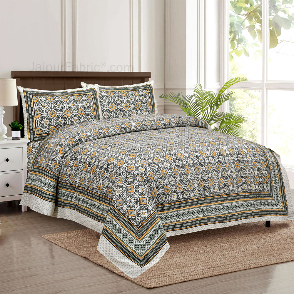 Green Pattern Jaipur Fabric Double Bed Sheet