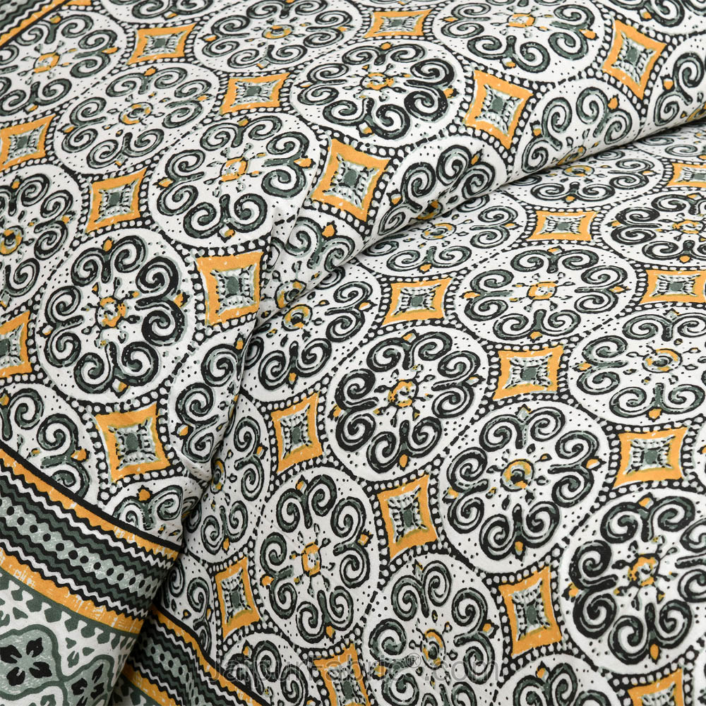 Green Pattern Jaipur Fabric Double Bed Sheet