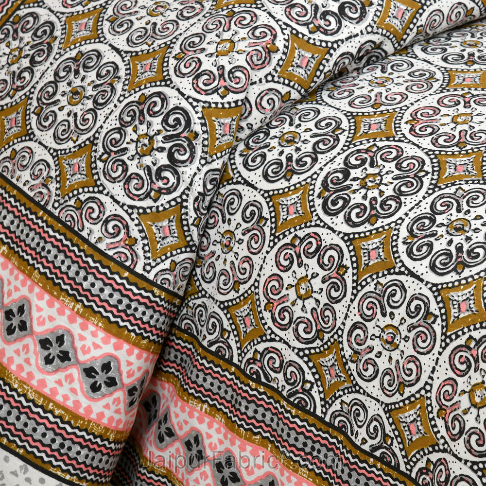 Gray Pattern Jaipur Fabric Double Bed Sheet