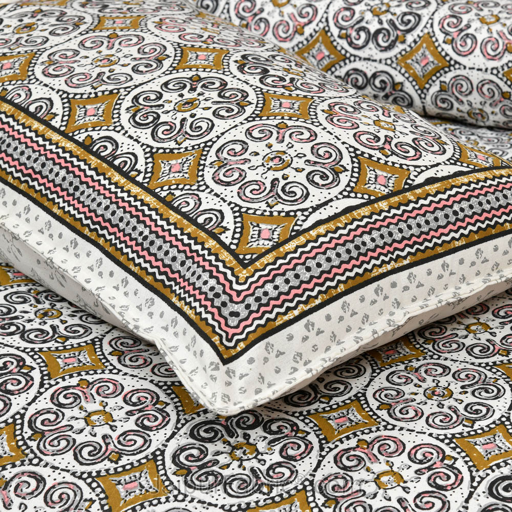 Gray Pattern Jaipur Fabric Double Bed Sheet