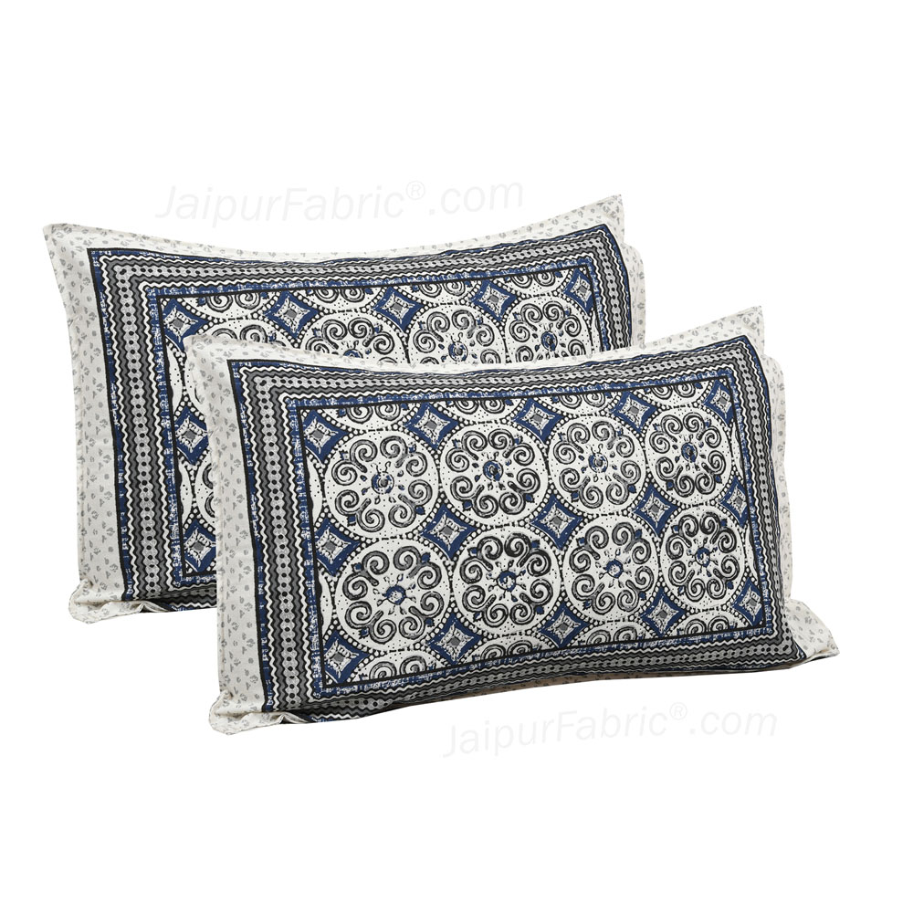 Blue Pattern Jaipur Fabric Double Bed Sheet