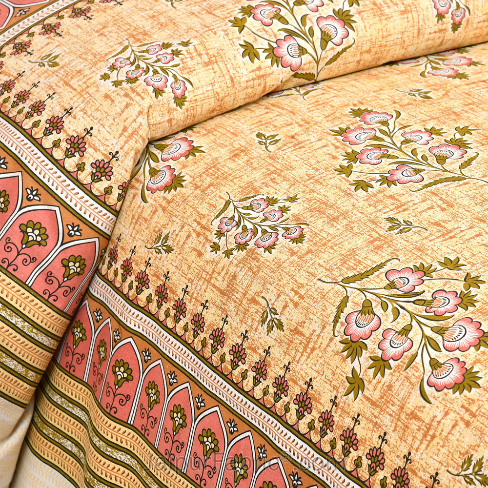 Yellowish Jaipur Fabric Double Bed Sheet