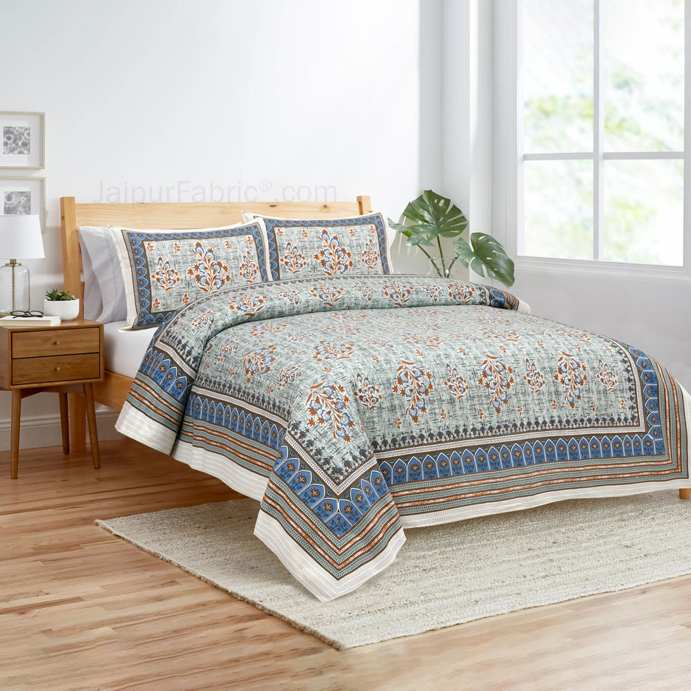 Blueish Jaipur Fabric Double Bed Sheet