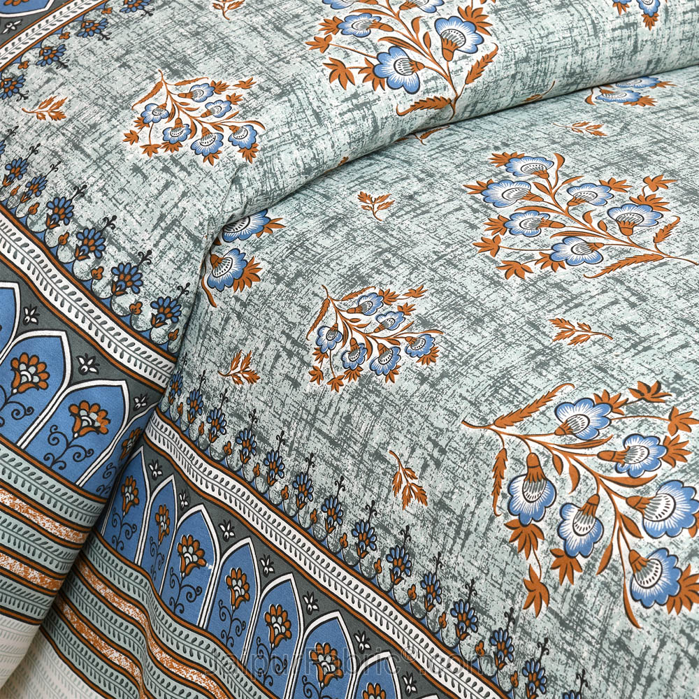 Blueish Jaipur Fabric Double Bed Sheet