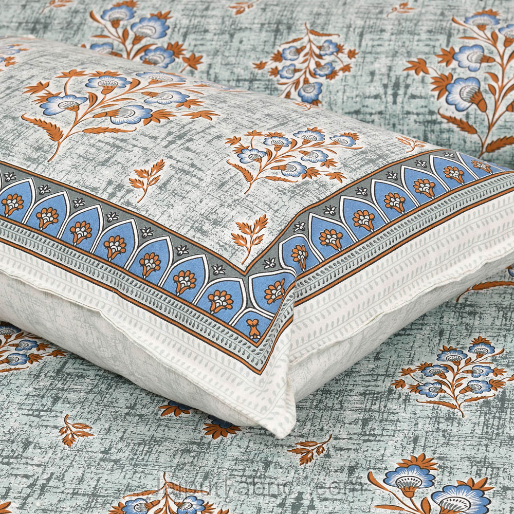 Blueish Jaipur Fabric Double Bed Sheet