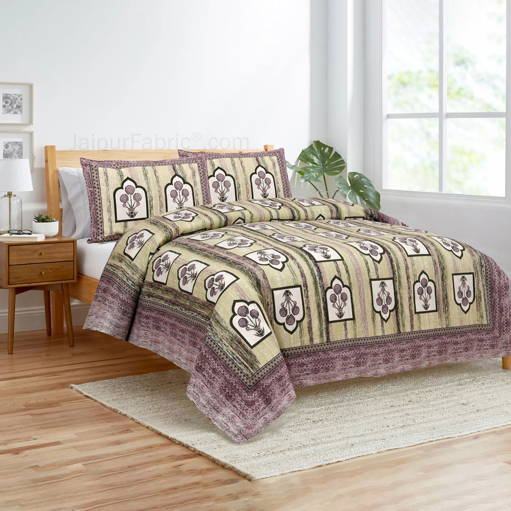 Jharokha Mauve Jaipur Fabric Double Bed Sheet