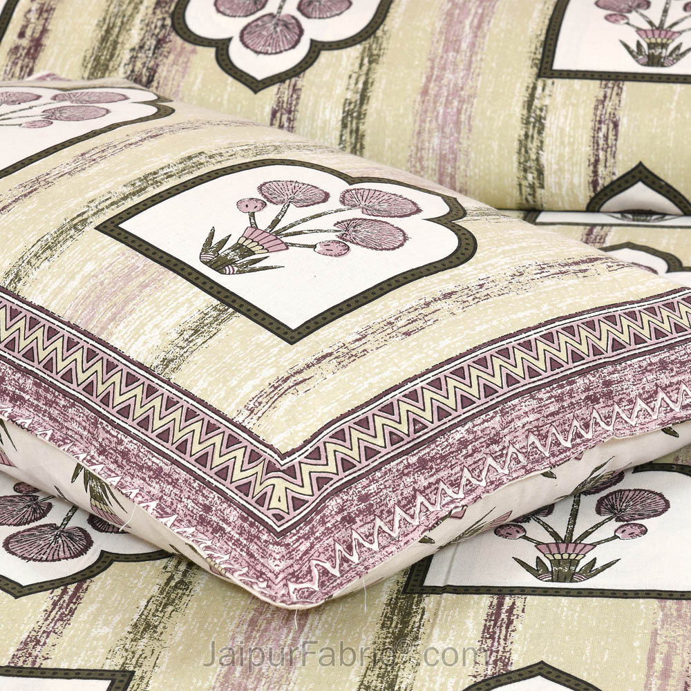 Jharokha Mauve Jaipur Fabric Double Bed Sheet