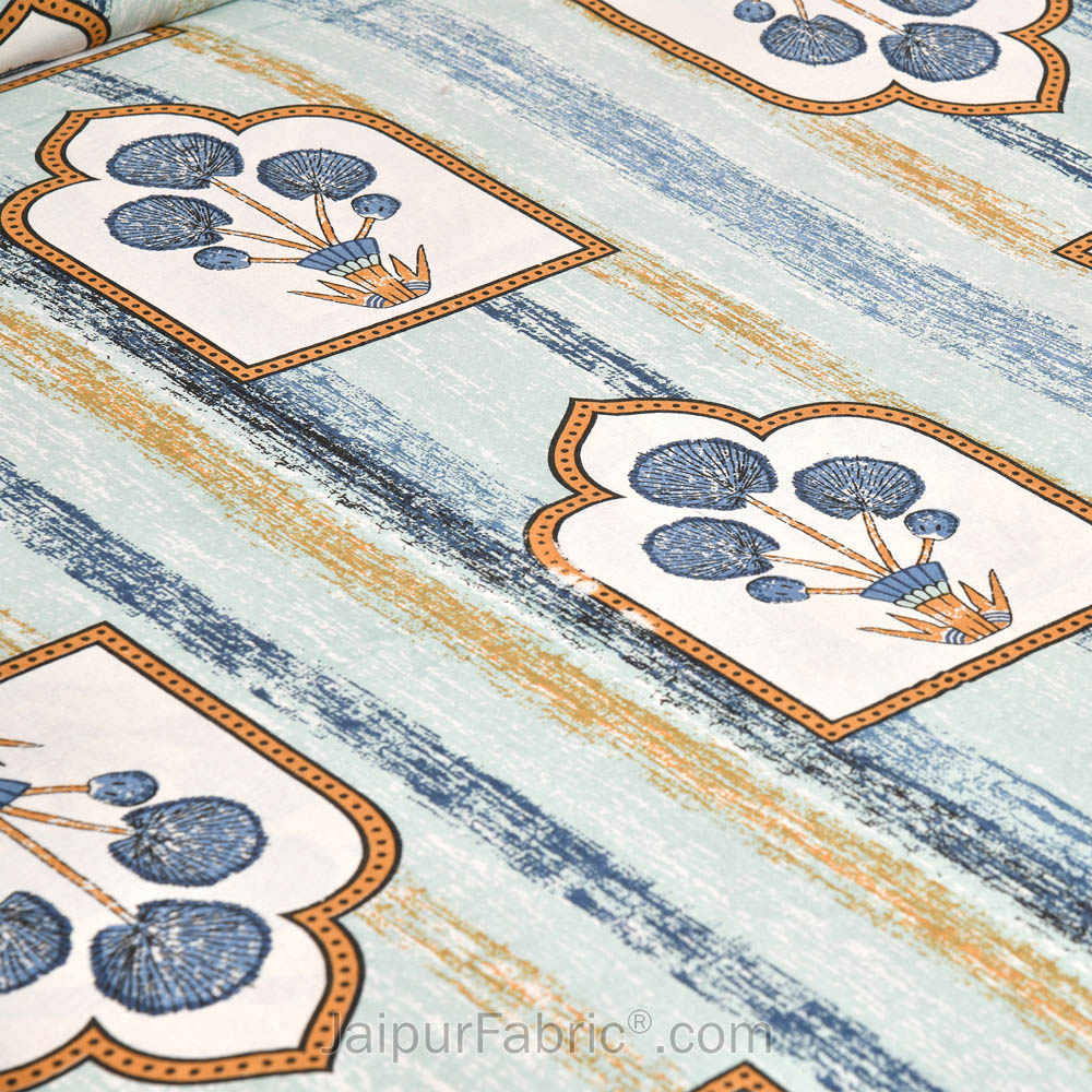 Jharokha Blue Jaipur Fabric Double Bed Sheet