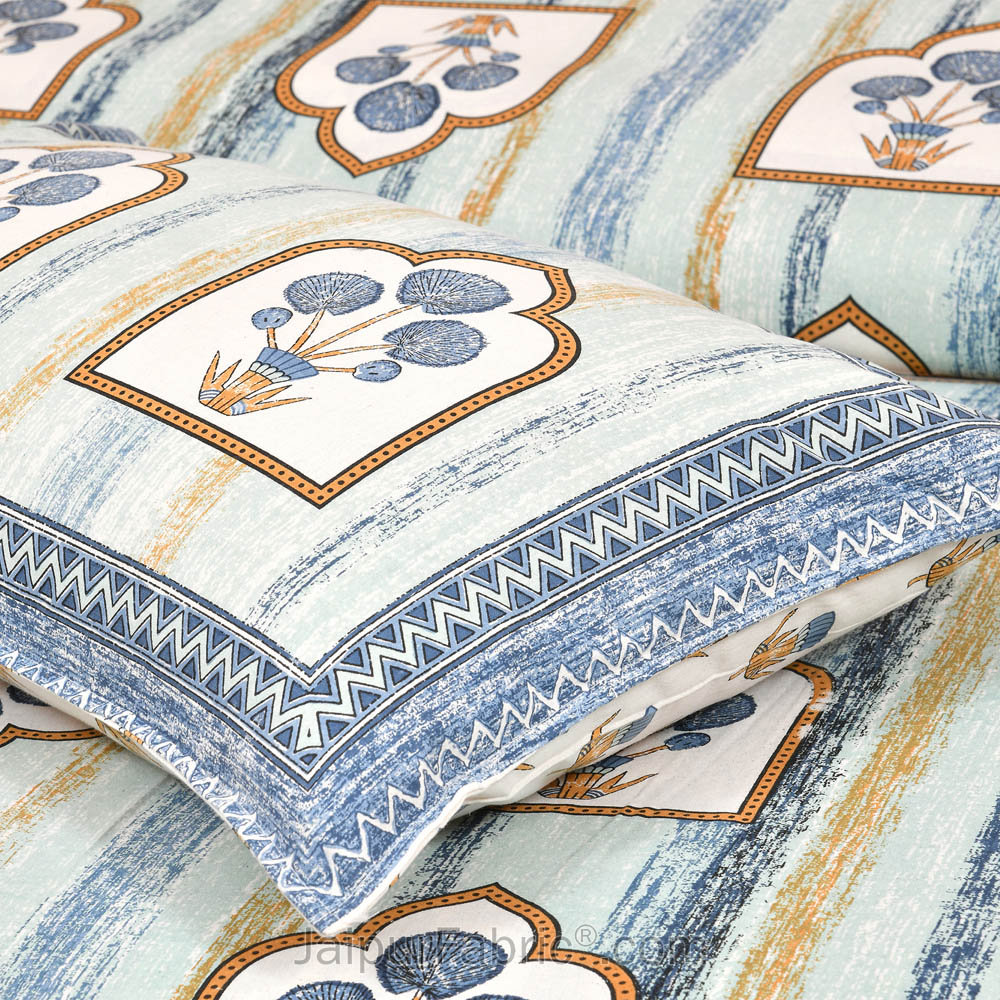 Jharokha Blue Jaipur Fabric Double Bed Sheet