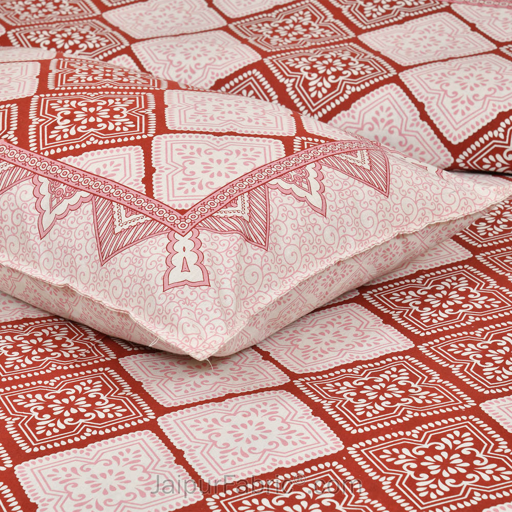 Pink Geometry Jaipur Fabric Double Bed Sheet