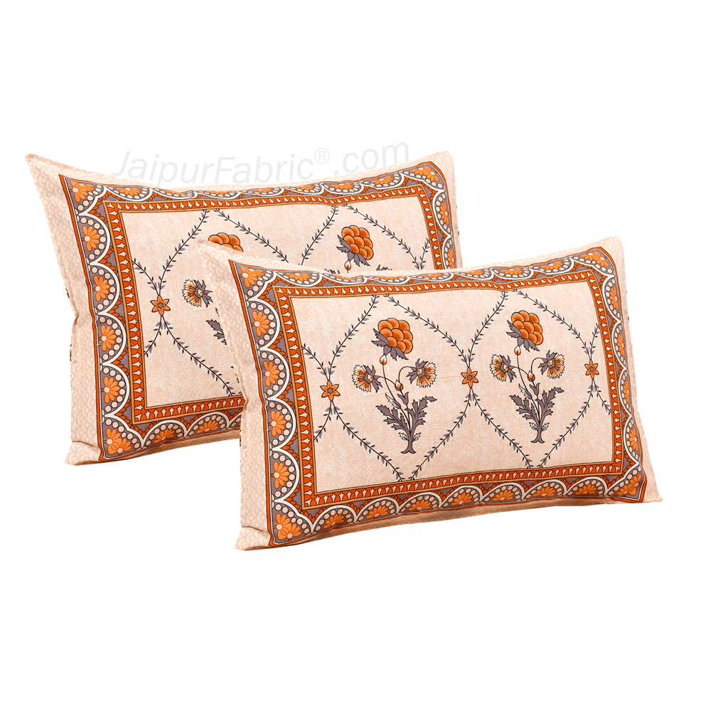 Peachy Jaal Jaipur Fabric Double Bed Sheet