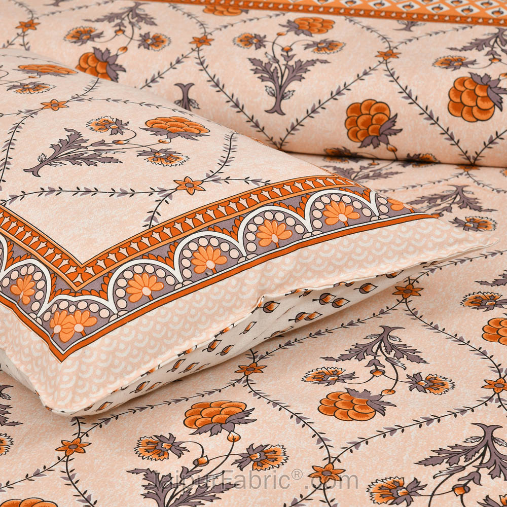 Peachy Jaal Jaipur Fabric Double Bed Sheet