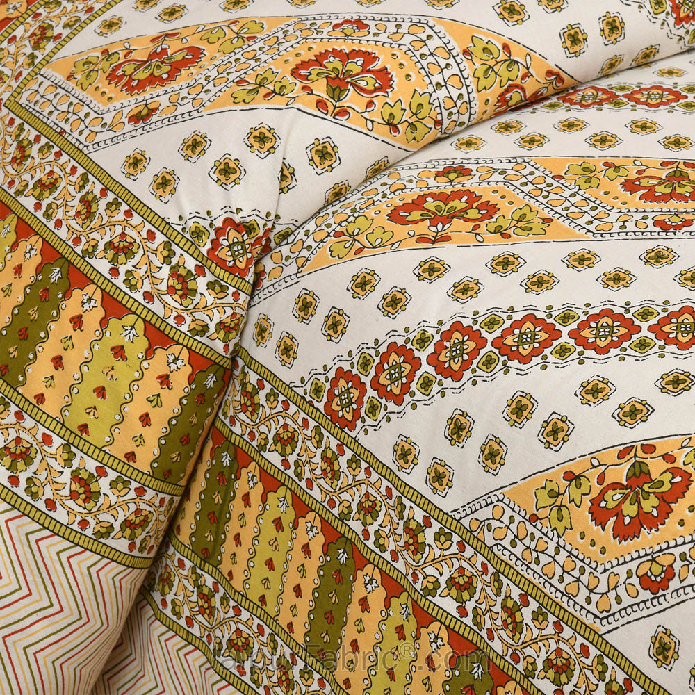 Lienage Yellow Jaipur Fabric Double Bed Sheet