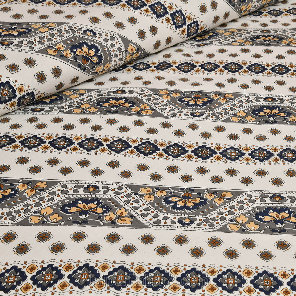 Lienage Grey Jaipur Fabric Double Bed Sheet