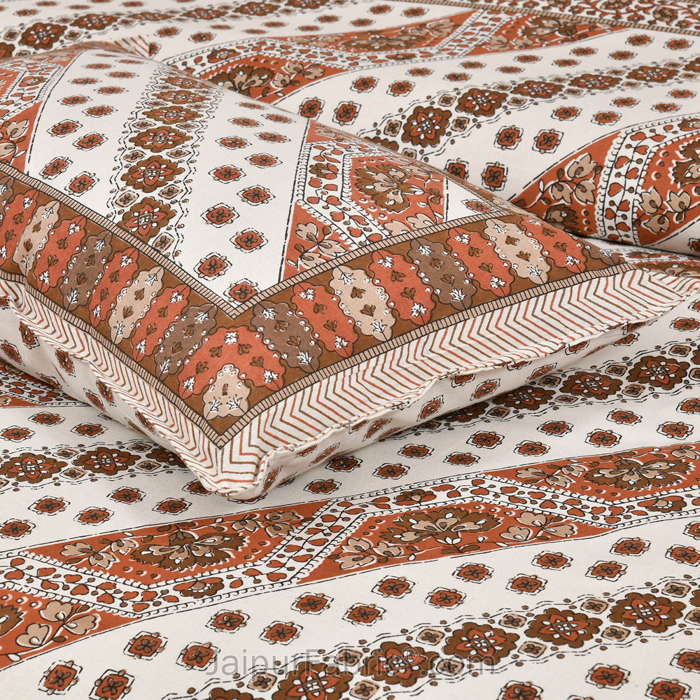 Lienage Brown Jaipur Fabric Double Bed Sheet