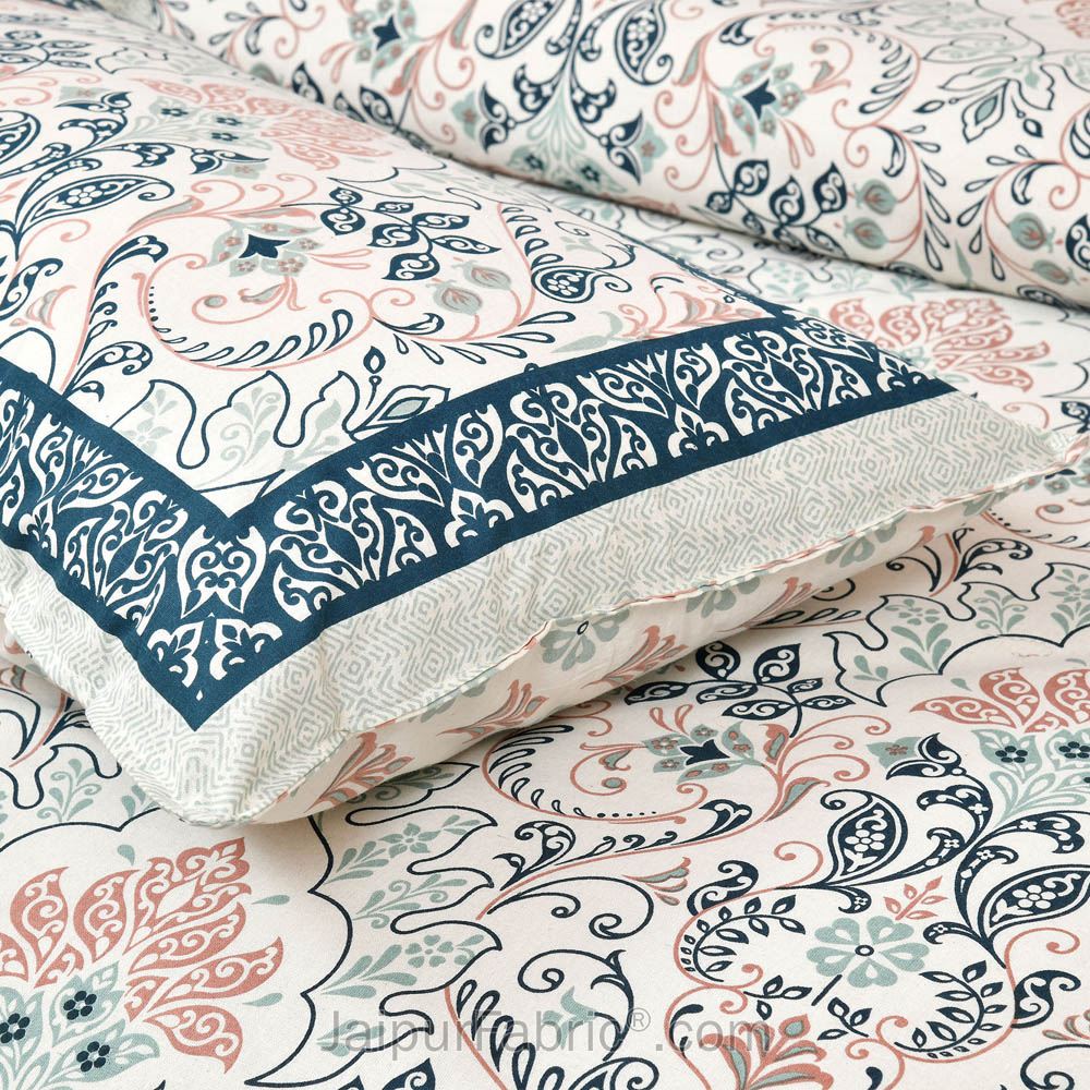 Blue Florals Jaipur Fabric Double Bed Sheet