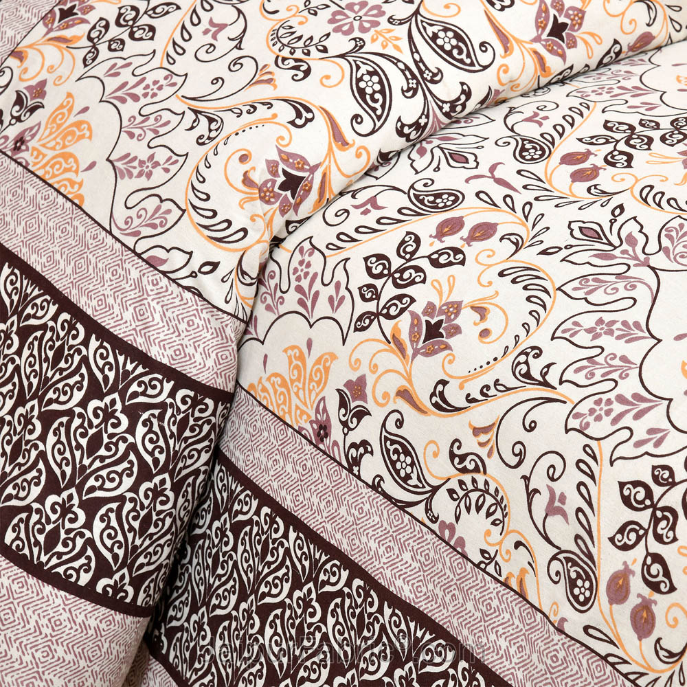 Taupe Florals Jaipur Fabric Double Bed Sheet