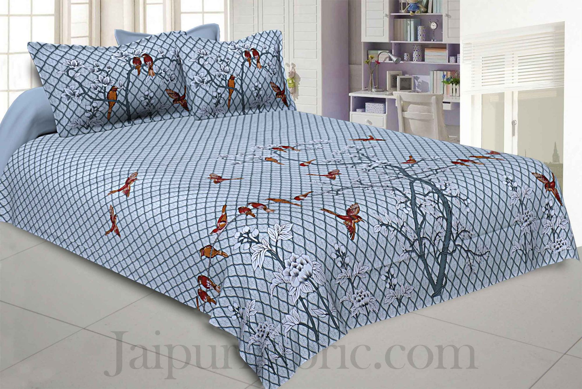 Silver Sparrow Cotton King Size Bedsheet