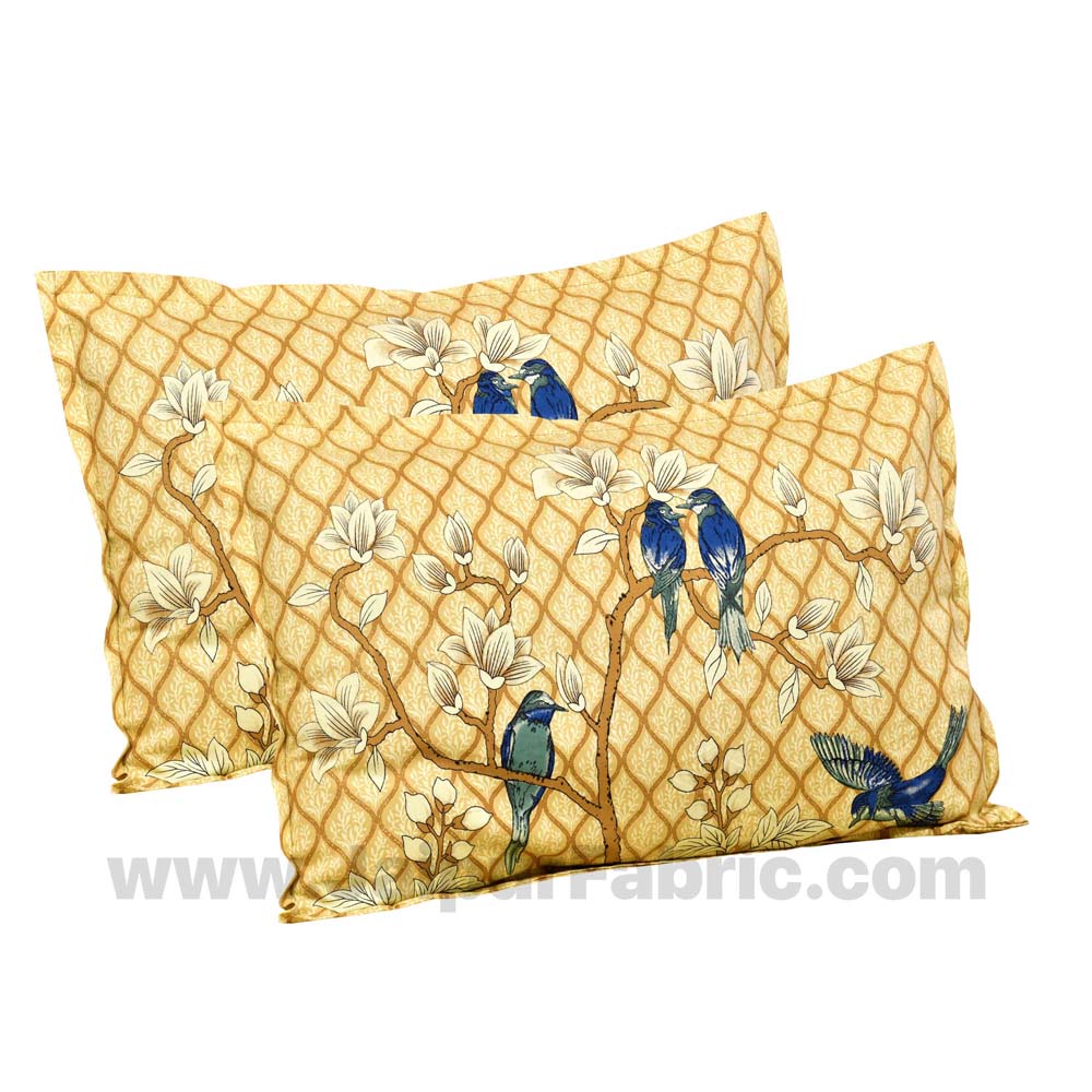 Golden Sparrow Cotton King Size Bedsheet