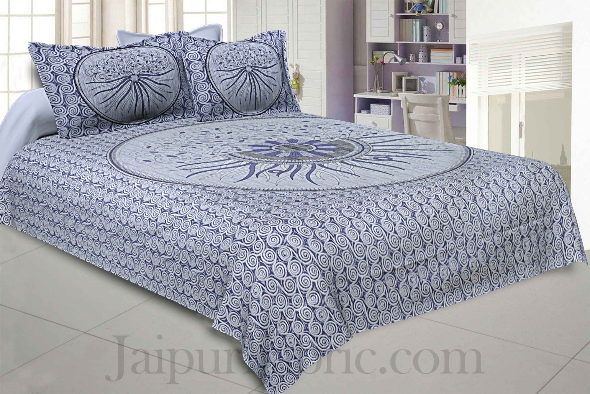 Sun Shine Grey Cotton King Size Bedsheet