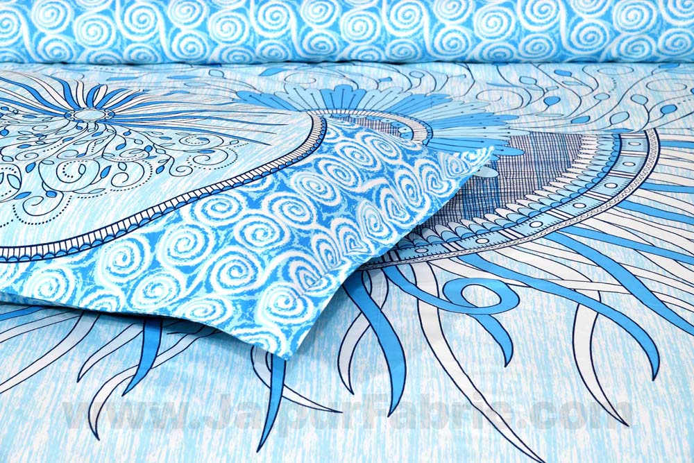 Sun Shine Blue Cotton King Size Bedsheet