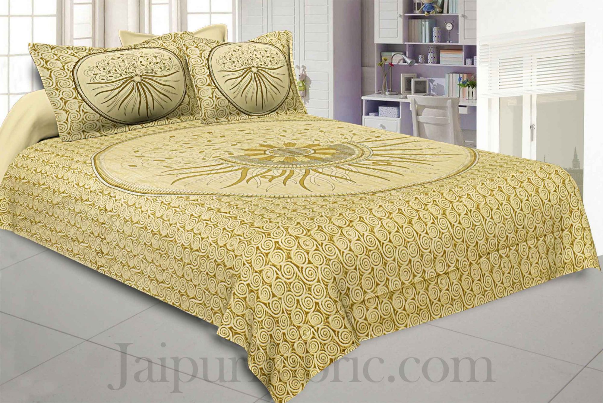 Sun Shine Yellow Cotton King Size Bedsheet