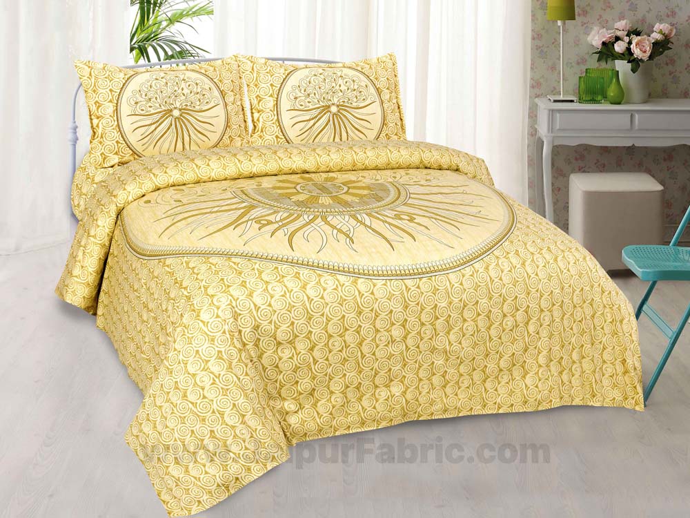 Sun Shine Yellow Cotton King Size Bedsheet