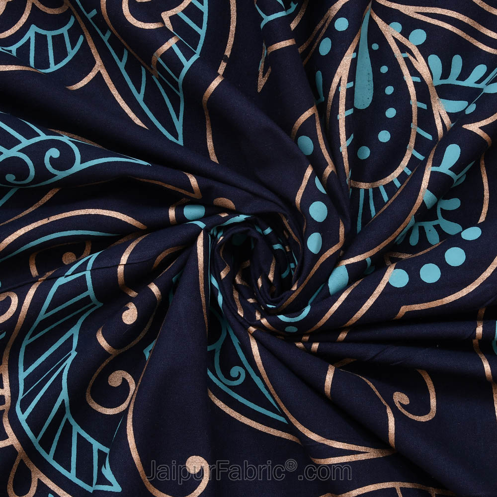 Royal Goldi Navy Blue King Size Bed Sheet