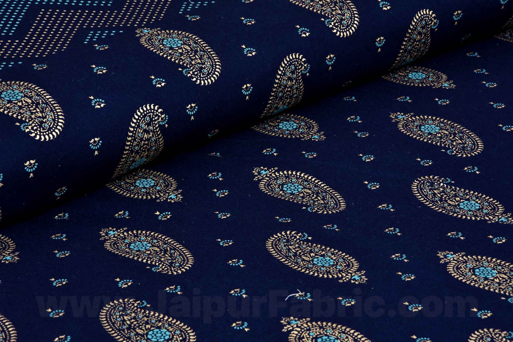 Traditional Goldi Nay Blue King Size BedSheet