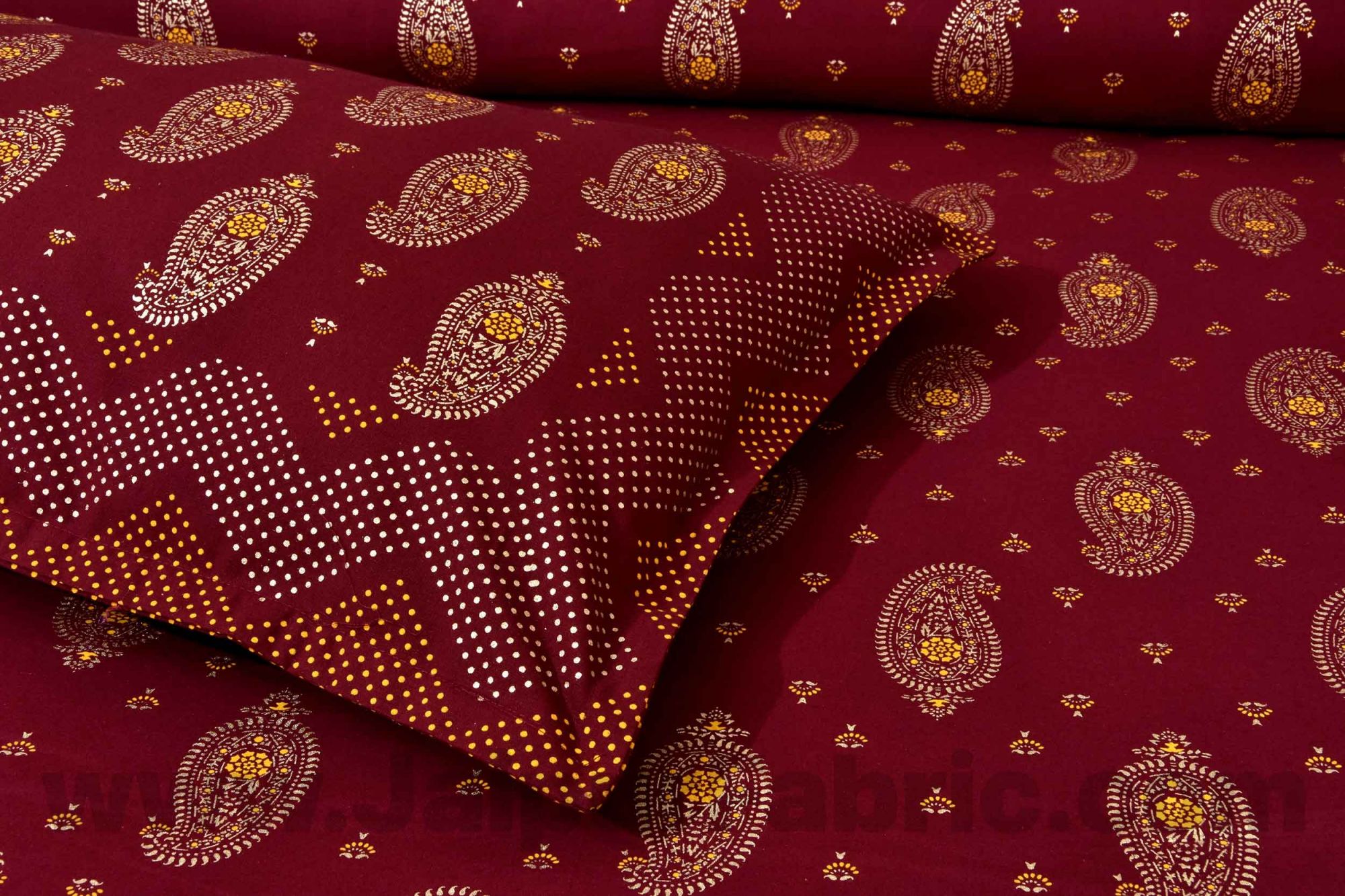 Traditional Goldi Maroon King Size BedSheet