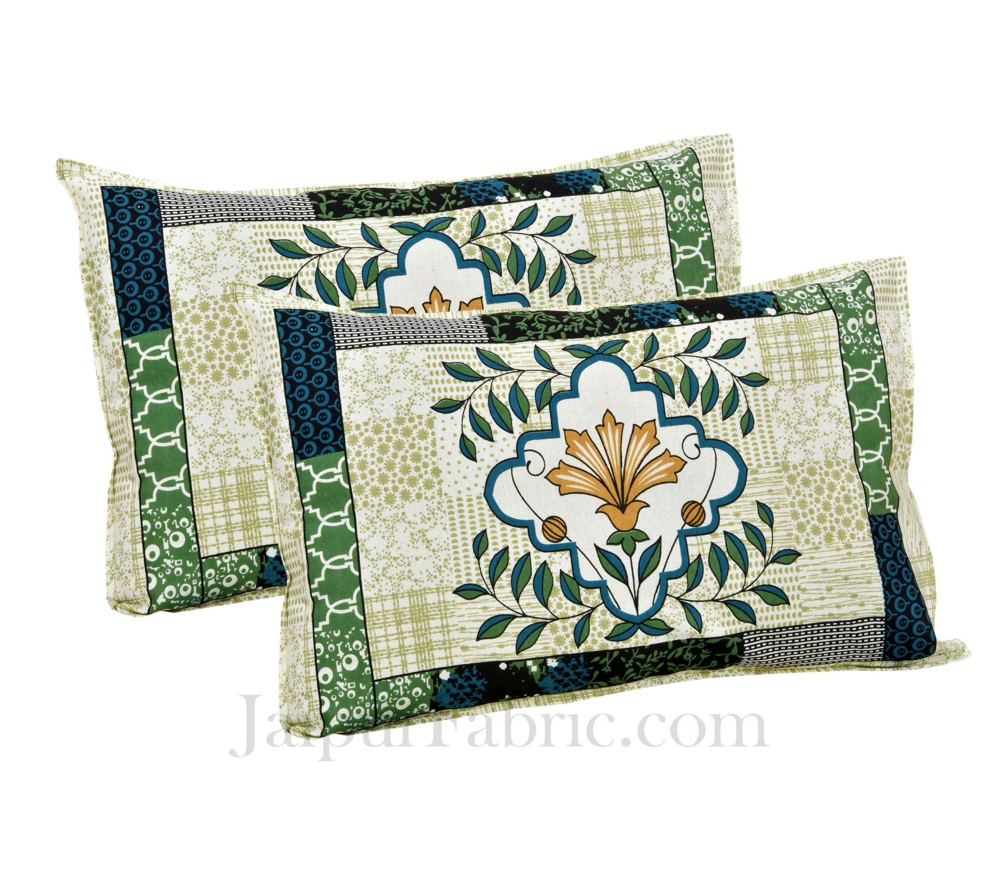 Minty Green Floral Cotton Jaipur Double Bedsheet