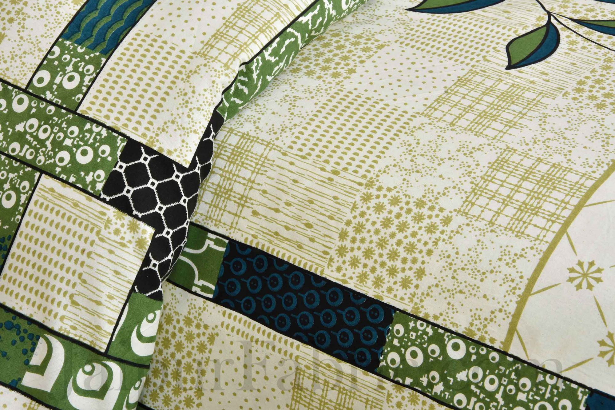 Minty Green Floral Cotton Jaipur Double Bedsheet