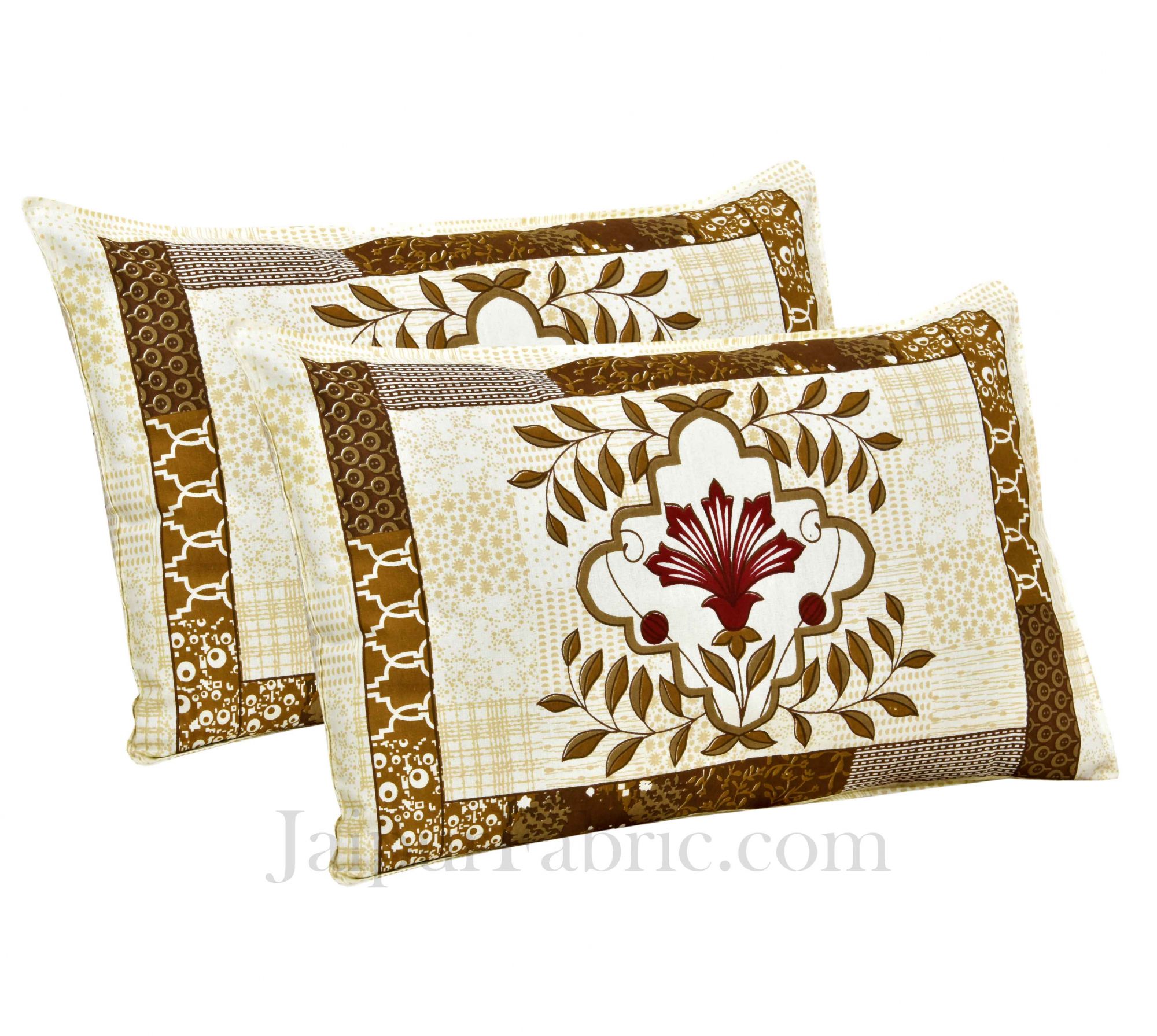 Brown Floral Print Cotton Jaipur Double Bed Sheet