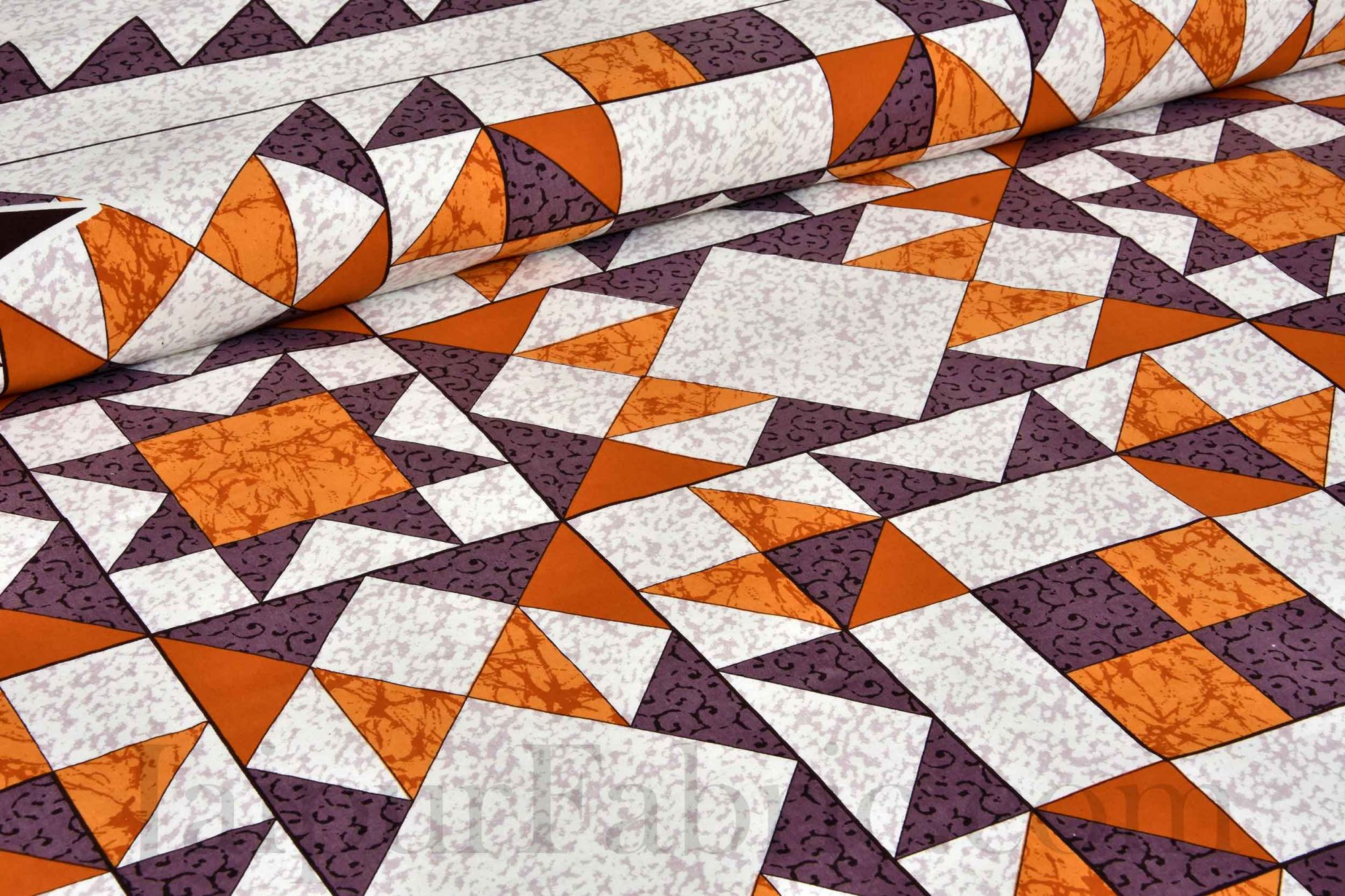 Multi-color Modern Geometric Cotton Jaipur Double Bedsheet