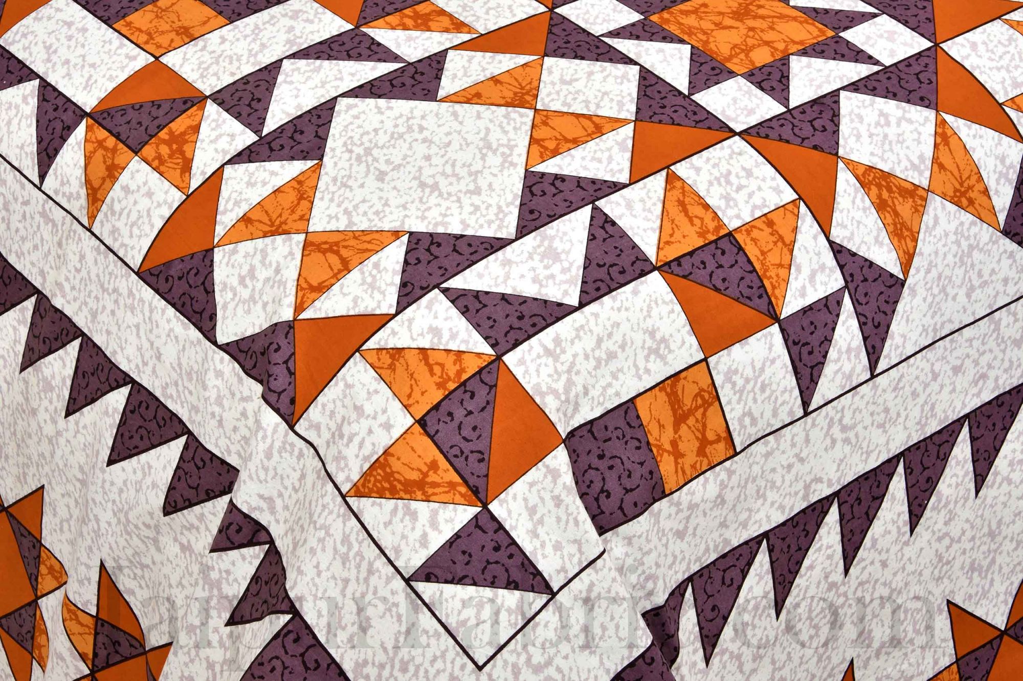 Multi-color Modern Geometric Cotton Jaipur Double Bedsheet