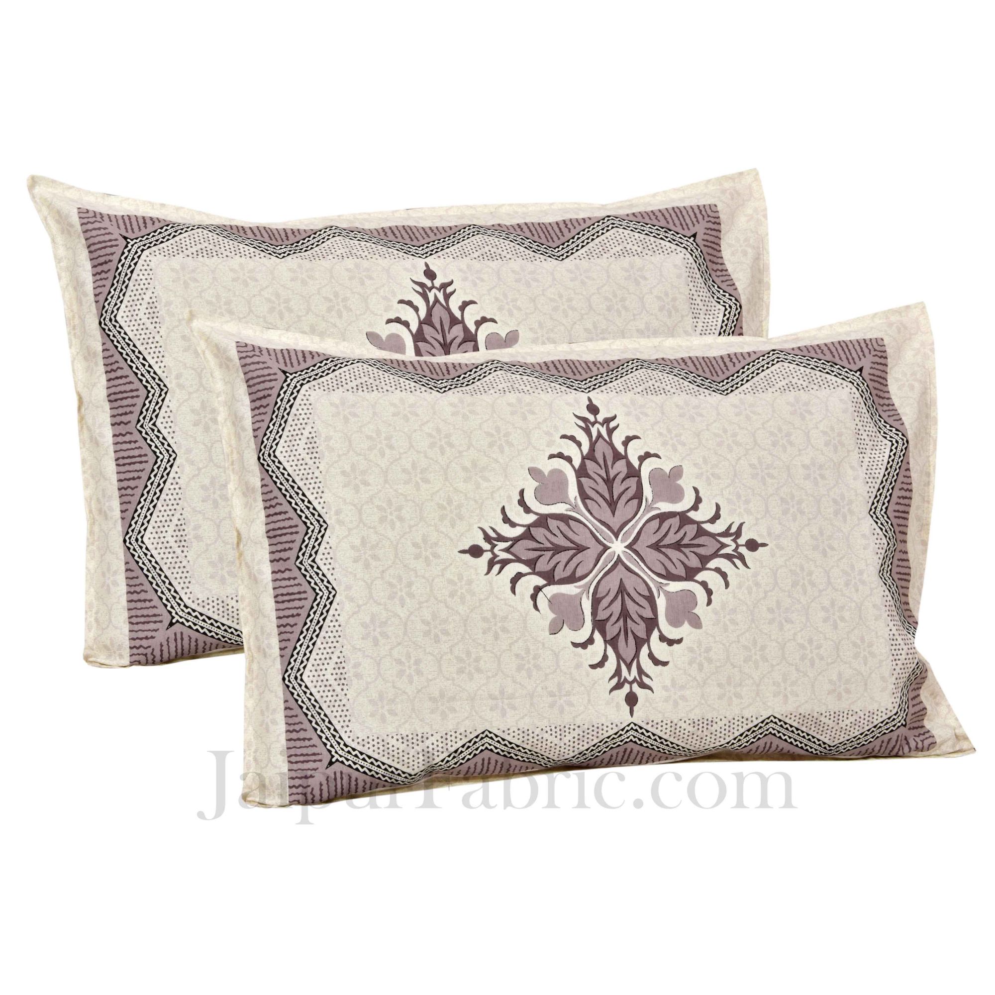 Brown & Cream Ornate Cotton Jaipur Double Bedsheet