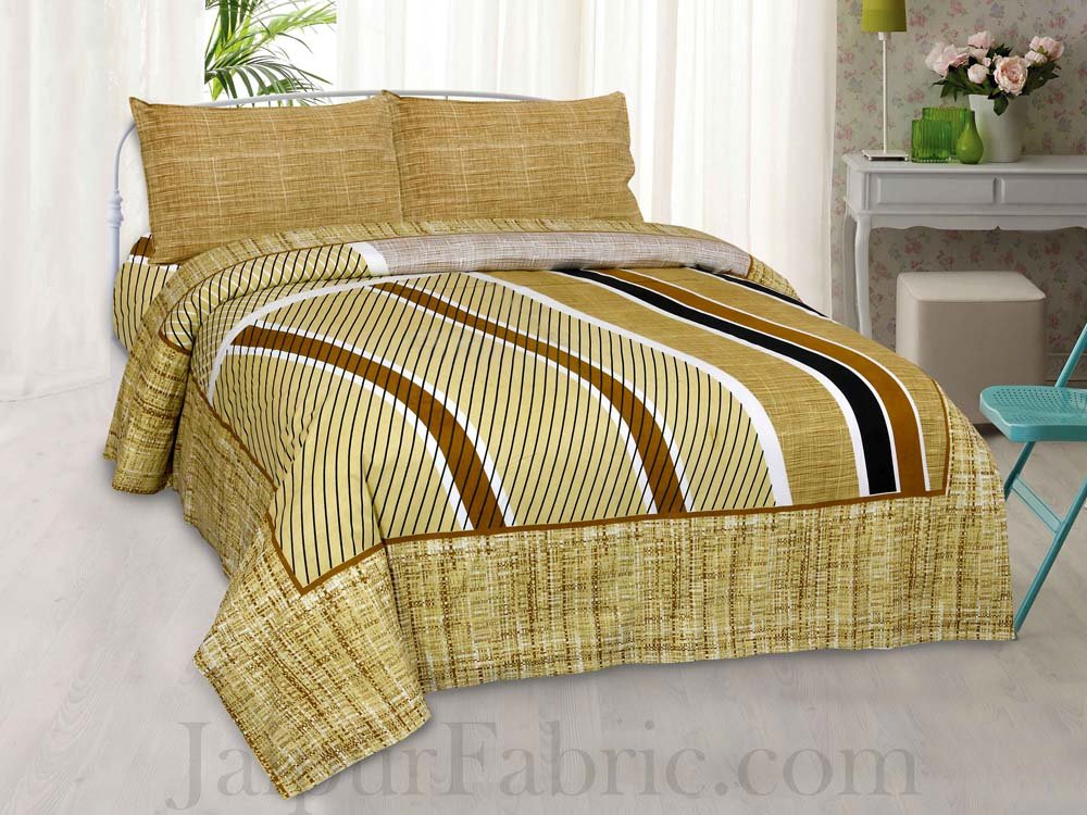 Jaipur Fabric Classic Trendy Multi Design Mustard Cotton Double Bedsheet