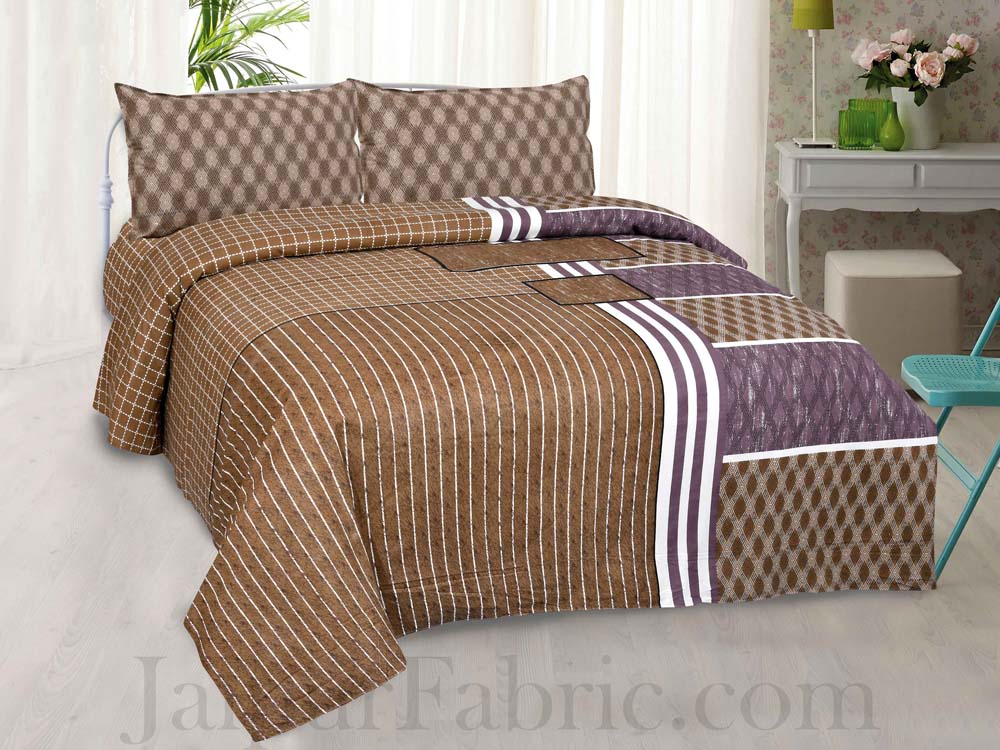 Jaipur Fabric Classic Trendy Multi Design Brown Cotton Double Bedsheet